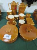 2 Hornsea coffee pots, 4 coffee cups & saucers, 4 cups, 2 tureens, jam pot & butter dish