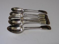 Sterling silver set of 6 dessert spoons, fiddle pattern, length 17.8cms, 2 marked Sheffield 1937-