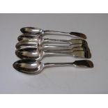 Sterling silver set of 6 dessert spoons, fiddle pattern, length 17.8cms, 2 marked Sheffield 1937-