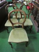 4 balloon back dining chairs. Estimate £30-50.