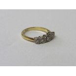 18ct gold 5 stone diamond ring, size L, wt 3.6gms. Estimate £180-200.