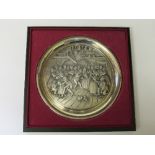 1975 Christmas plate, hallmarked silver, Sheffield 1975, 20cms diameter, 7.19ozt with certificate of