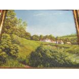 Framed oil on canvas 'River Farm' signed Kenneth Wall & framed oil on canvas signed Thorvald