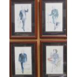 A set of 4 lithographs, each depicting a Conservative Prime Minister to include Margaret Thatcher (