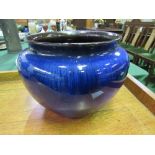 Danesby ware electric blue jardinière by Bourne of Derby. Estimate £20-30.