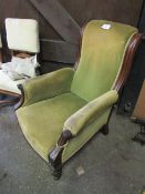 William IV corduroy upholstered library chair. Estimate £20-30.