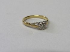 18ct gold solitaire ring, size K, wt 2.5gms. Estimate £100-120.