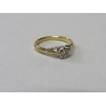 18ct gold solitaire ring, size K, wt 2.5gms. Estimate £100-120.