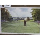 Second hole at Huntercombe Golf Course print by R A Wade, signed in image, 51cms x 39cms.