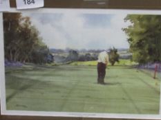 Second hole at Huntercombe Golf Course print by R A Wade, signed in image, 51cms x 39cms.