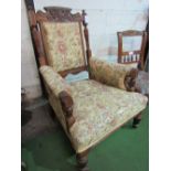 Upholstered library armchair. Estimate £20-30.