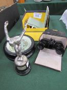 Carl Zeiss binoculars & case, a WMF swimming trophy, 1935 & a Sandown horse racing game. Estimate £
