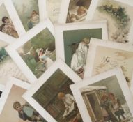 Series of Victorian coloured prints depicting nursery rhymes.  Ready for framing