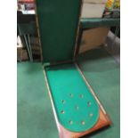 Victorian mahogany folding bar billiards/bagatelle table with set of balls. Baize recently re-