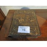 Attendees Gift Box, 1959 F I M Congress In Barcelona, leather embossed box with scenes of Don