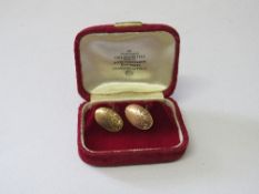 Pair of 9ct gold cufflinks, wt 4.5gms. Estimate £40-50.