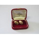 Pair of 9ct gold cufflinks, wt 4.5gms. Estimate £40-50.