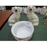A pair of Staffordshire dogs together with a Limoges chamber pot. Estimate £10-20.