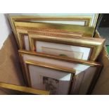 Box of pictures & prints. Estimate £5-10.