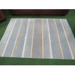 Blue stripped rug, 180cms x 125cms. Estimate £10-20.