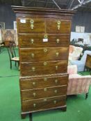 Hardwood chest on chest, 81cms x 49cms x 177cms. Estimate £80-120.