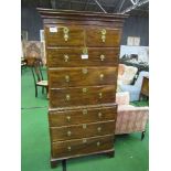 Hardwood chest on chest, 81cms x 49cms x 177cms. Estimate £80-120.