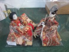 1920's Japanese Taishe period Hina Ningyo Matsuri dolls, Emperor & Empress with porcelain clay