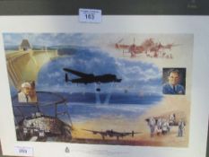 Framed & glazed print, Dambusters 'Operation Chastise', signed by the artist John Young, 24inches