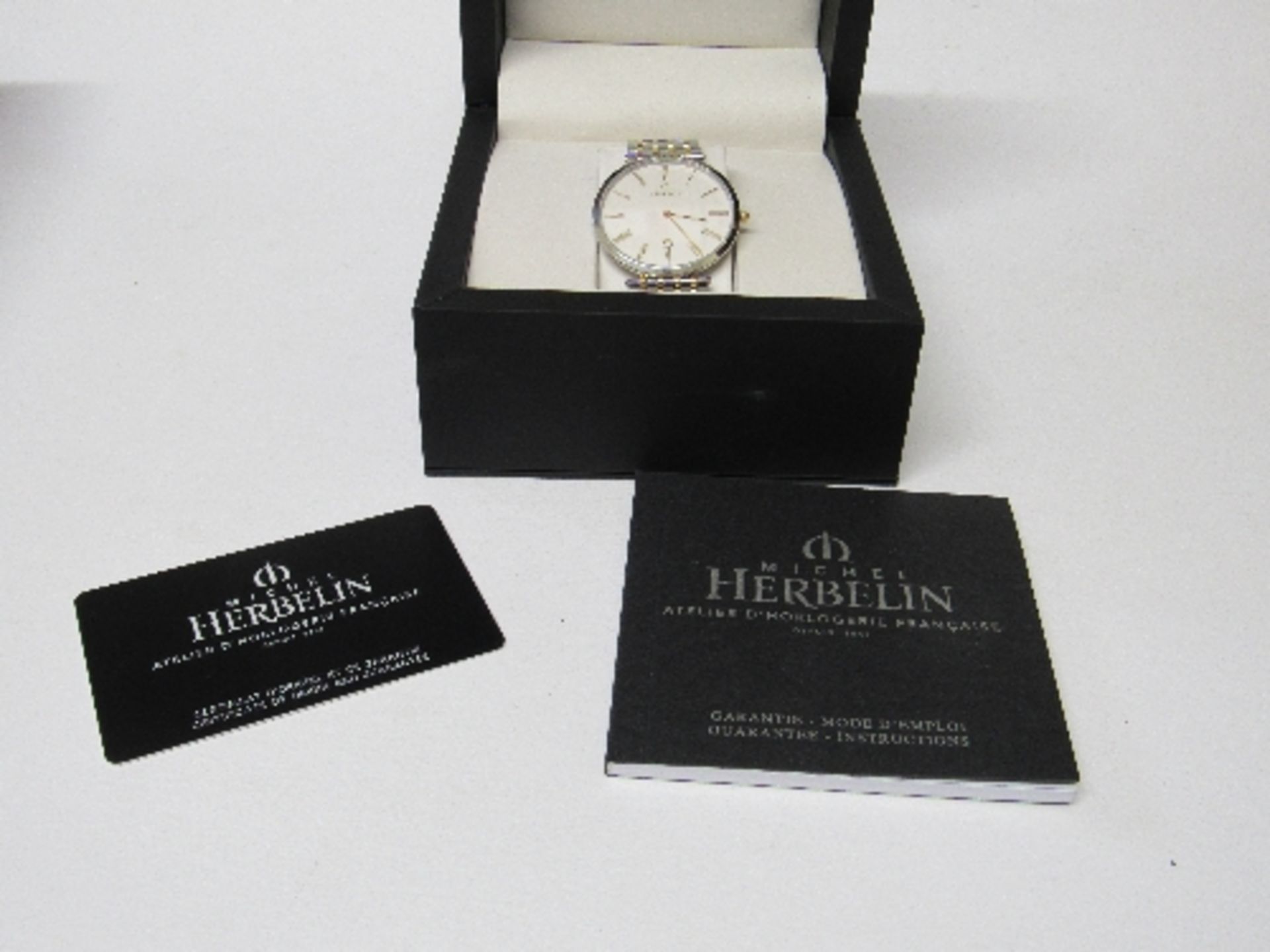 Michel Herbelin gentleman's wrist watch, new, boxed, going order c/w 3 extra links. Estimate £100- - Image 3 of 4