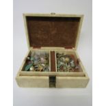 Box of costume jewellery with 2 Seiko lady's watches & 3 other lady's wrist watches, glass