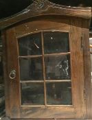 Hardwood display cabinet with leaded glass panes.  Estimate £20-30.