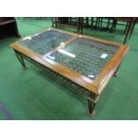 Wood & chain-link decorated coffee table, 130cms x 77cms x 42cms. Estimate £30-50.