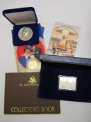 Various coins & medals (5): Ronald Reagan medal by Metallic Art Co. of Danbury with certificate of