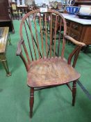 A 19th century Windsor armchair with elm seat. Estimate £50-80