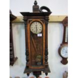 8 day 2 weight Vienna regulator wall clock, 130cms high. Estimate £100-150.