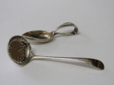 Georgian silver sifter, London, possibly 1875, maker William Stroud, wt 0.54ozt & a baby's silver