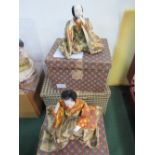 1920's Japanese Taishe period Hina Ningyo Matsuri dolls, 4 assorted musicians with porcelain clay