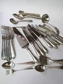 Qty of sterling silver marked cutlery, engraved initial B, some marked Reed & Barton (USA), total wt