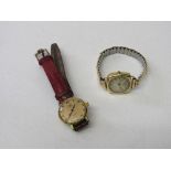 18ct gold cased Swiss made lady's wristwatch with gold watch strap & an 18ct gold Omega Geneve