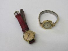 18ct gold cased Swiss made lady's wristwatch with gold watch strap & an 18ct gold Omega Geneve