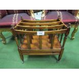 Edwardian mahogany Canterbury bookcase with lower drawer & castors. Estimate £30-50.