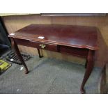 Modern mahogany reproduction occasional table with frieze drawer, 107cms x 56cms x 77cms.