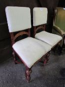 2 side chairs with X frame stretchers. Estimate £10-20.