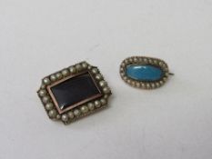 Early 19th century seed pearl mounted mourning brooch, engraved verso JG, 11th June 1817 & another .