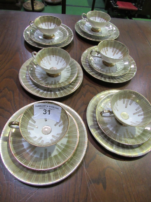 Colclough part tea set & German part tea set. Estimate £20-30.