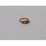 18ct gold diamond & sapphire ring, size O, wt 3.4gms. Estimate £50-80.