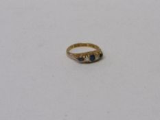 18ct gold diamond & sapphire ring, size O, wt 3.4gms. Estimate £50-80.