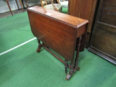 Victorian Sutherland mahogany table, 84cms x 75cms x 70cms. Estimate £25-35.