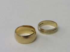 18ct gold wedding band, size I, wt 6.1gms & a 9ct gold wedding band, size J, wt 2.2gms. Estimate £