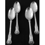 2 pairs of Kings pattern serving spoons, fully hallmarked, made by W.A in 1854 & 1857.  They all